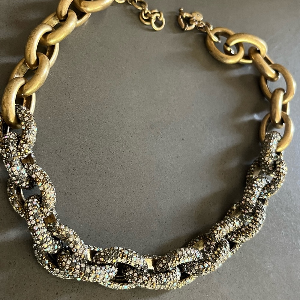 Rhinestone Brass Chain Link Bracelet J.crew Jcrew Vintage